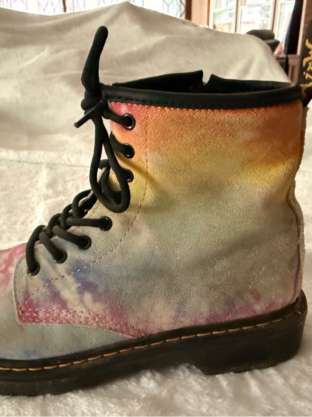 Doc Dr Martens Soft Suede 1460 Youth Tie Dye Girls Lace Up Boots 3 - Picture 8 of 13